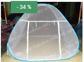 Màn tự bung trắng trơn viền xanh - Màn Chụp Tuấn Anh